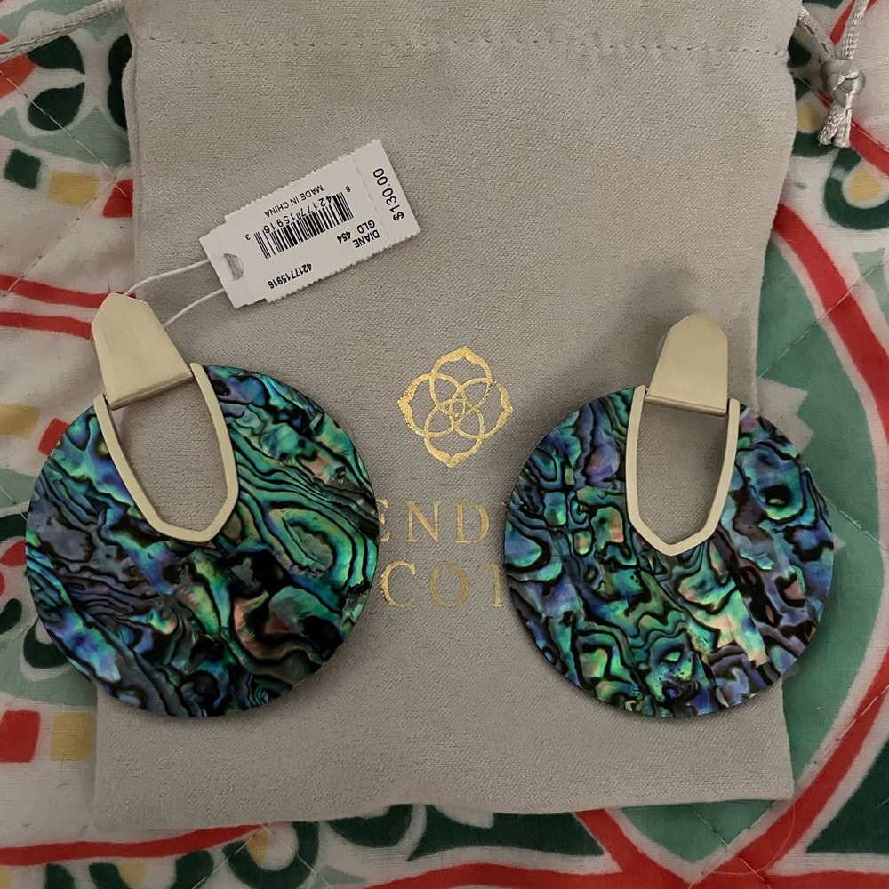 Kendra Scott Abalone Multicolor Round Drop Earrings